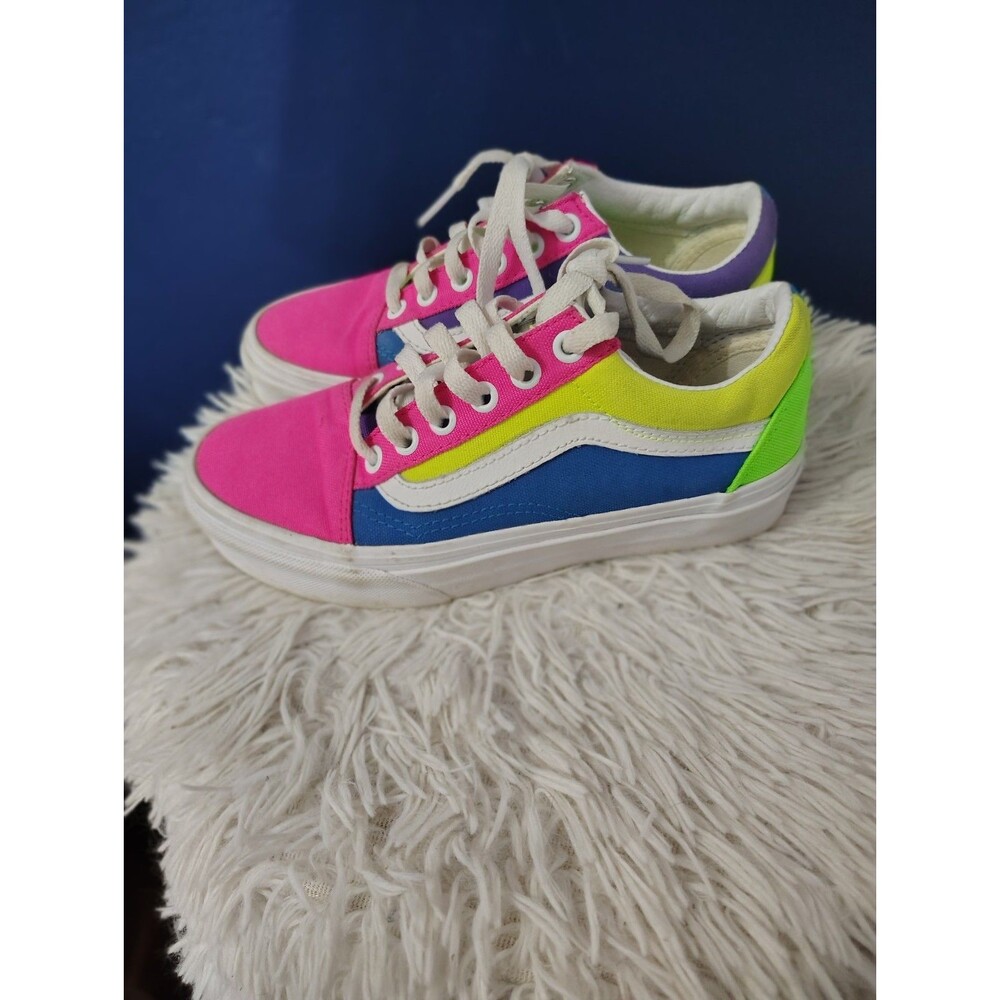 Vans Sneakers Shoes Women's 5 Bright Colorful Pink Green Yellow Blue Rainbow